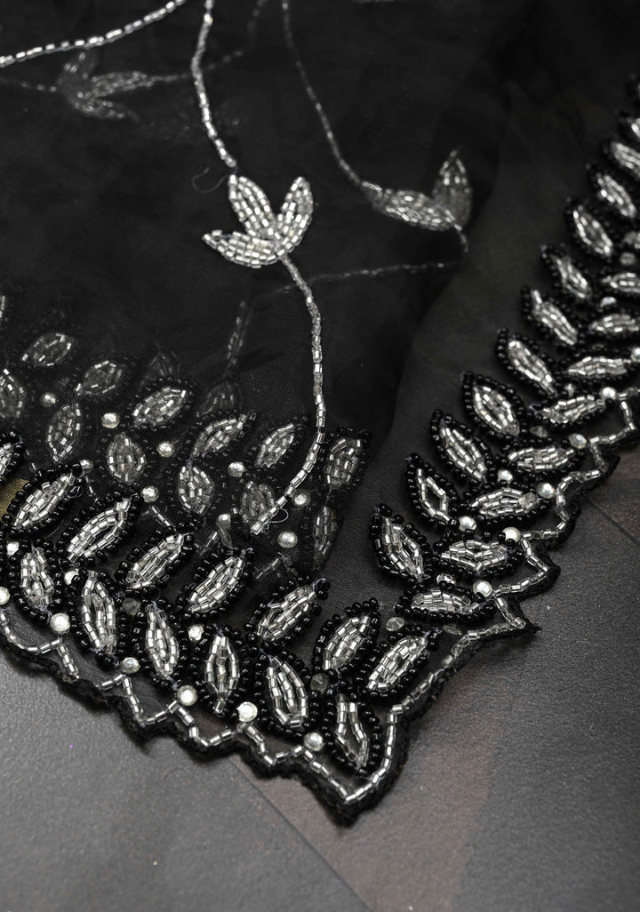 Cutdana Jaal on Black Organza  Saree