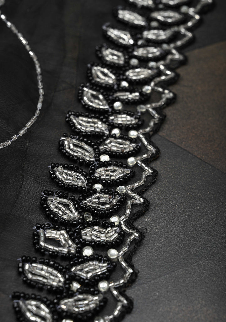 Cutdana Jaal on Black Organza  Saree