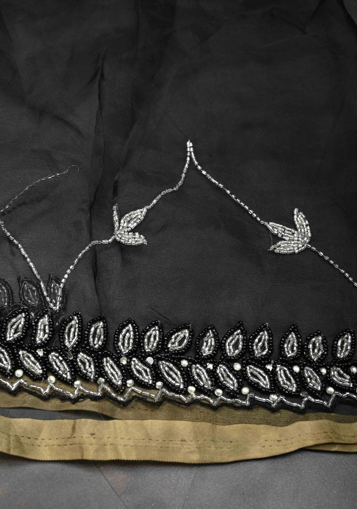 Cutdana Jaal on Black Organza  Saree