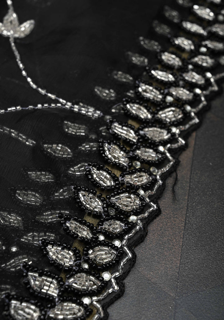 Cutdana Jaal on Black Organza  Saree