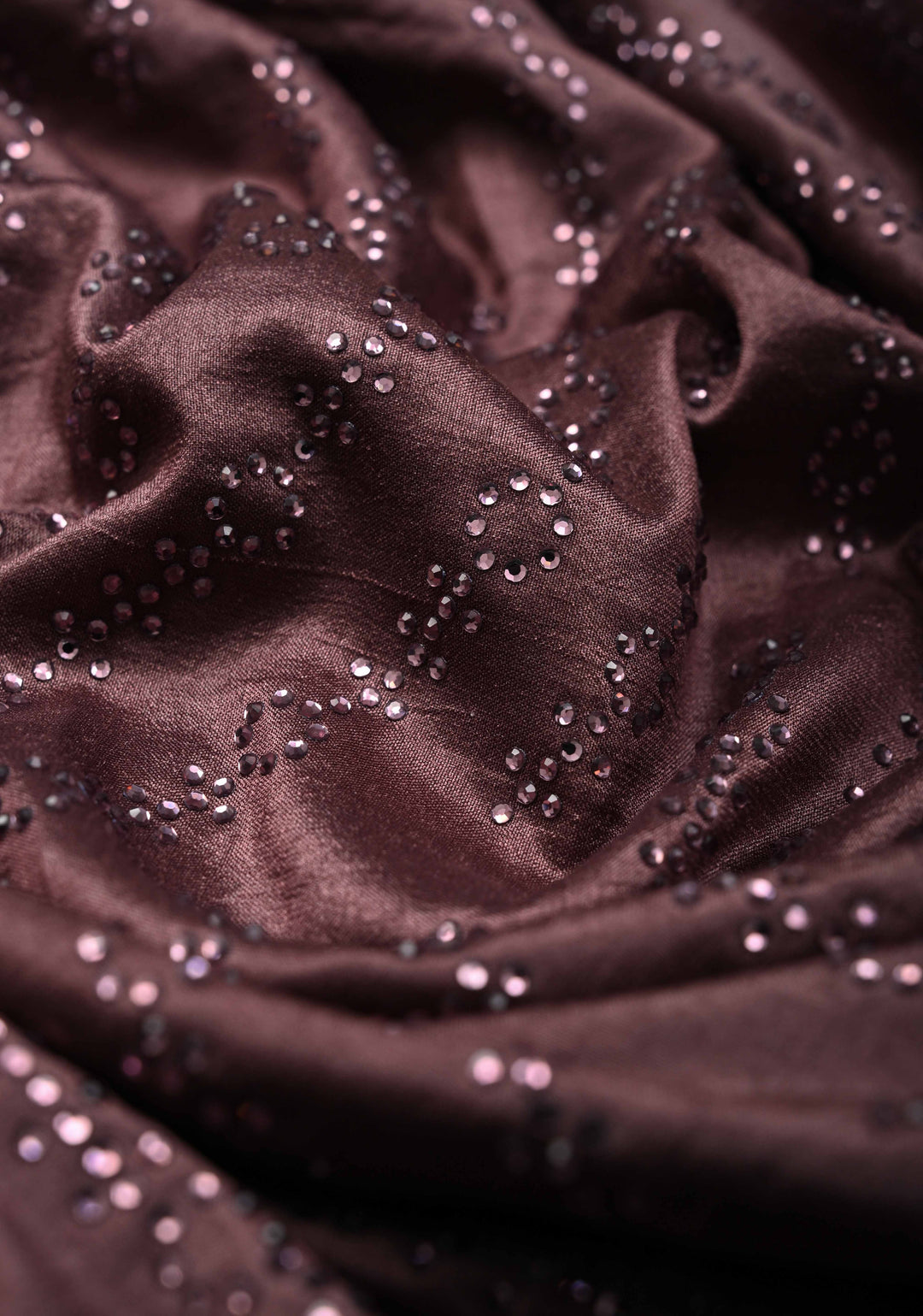 Dusty Mauve Satin Saree with Tone on Tone Powder Stones work