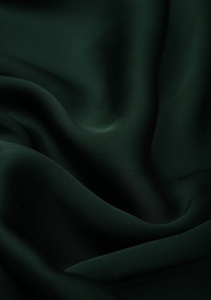 Bottle Green Satin Saree with Stone work Scallop border