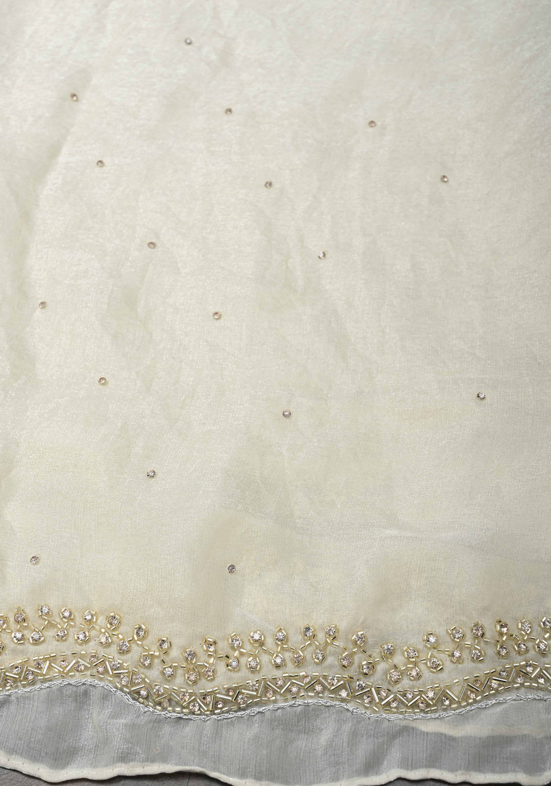 Ivory Shimmer Georgette Saree with Cutdana and  Stone Work embellishments