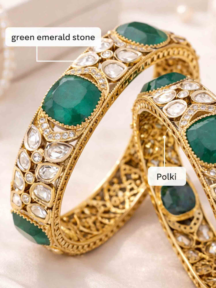 Mint Green Kundan Triple Jhumka Earrings | SHOBITAM