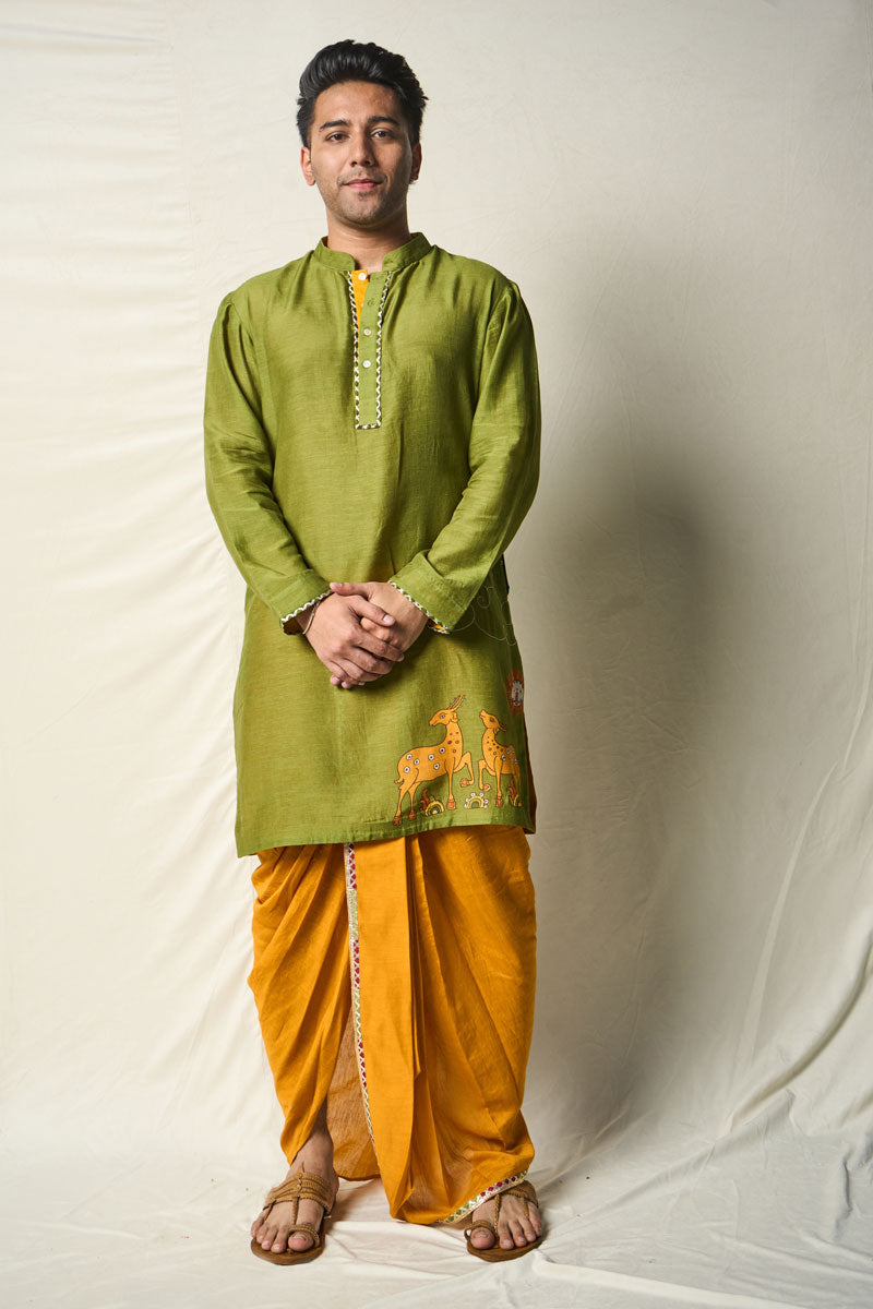 MRIGA GATI GREEN KURTA | SHOBITAM