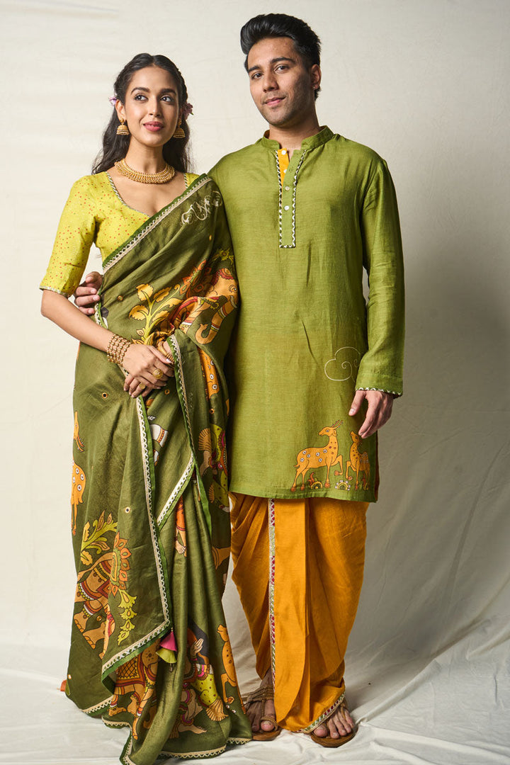 MRIGA GATI GREEN KURTA | SHOBITAM