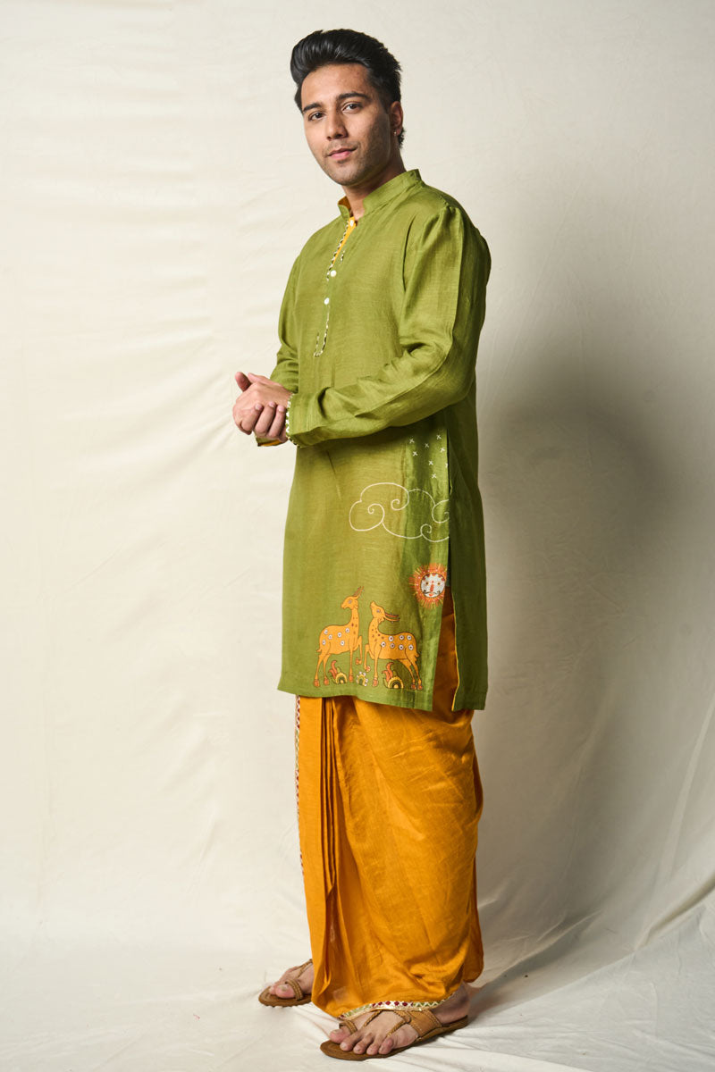 MRIGA GATI GREEN KURTA | SHOBITAM