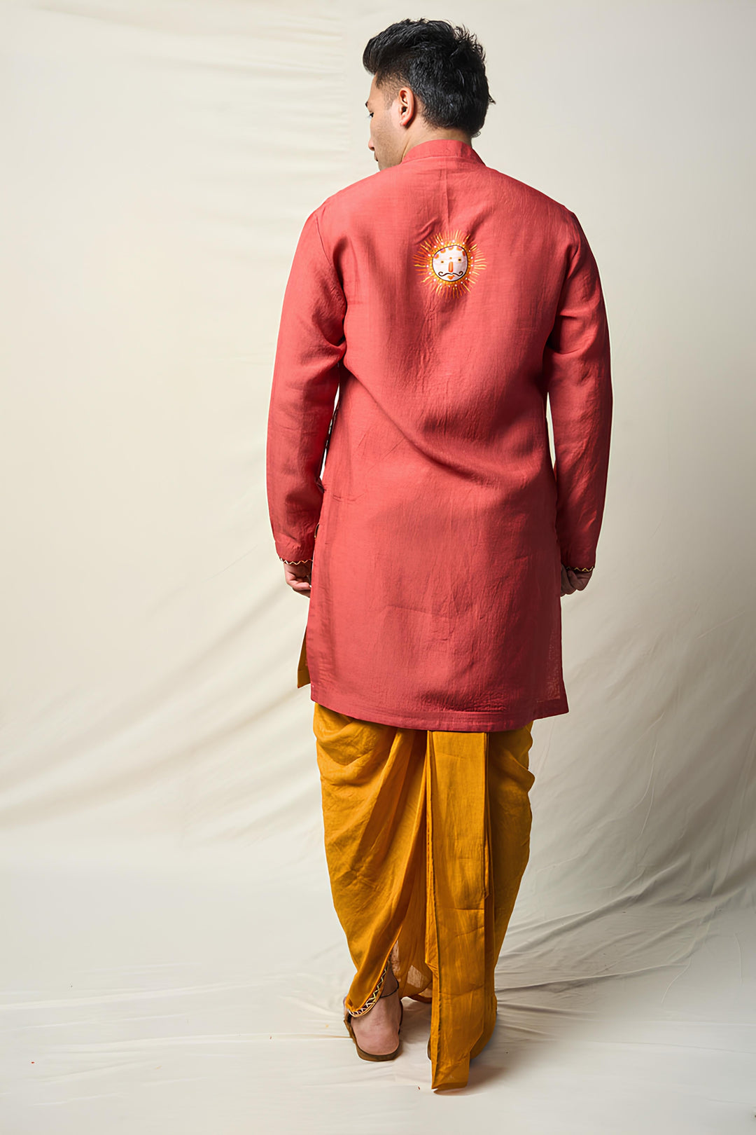 MRIGA GATI RUST SET OF 2 ( KURTA + DHOTI) | SHOBITAM