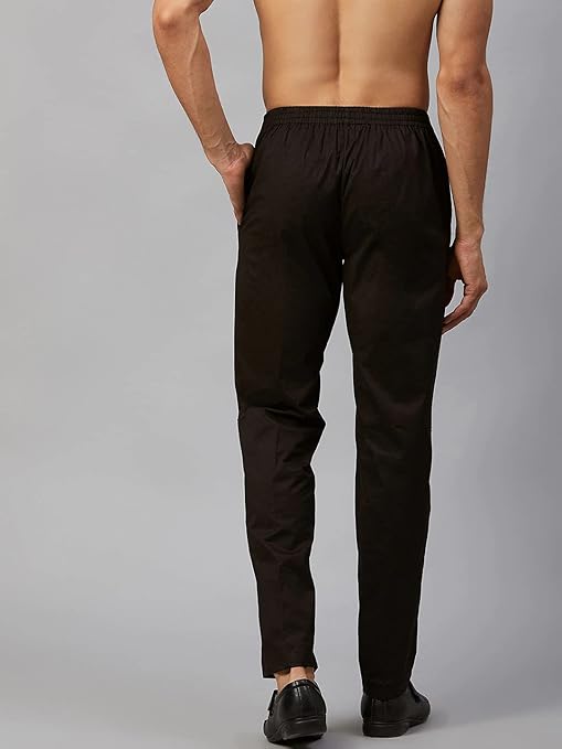 Men Black Solid Pyjamas, two side pockets | SHOBITAM