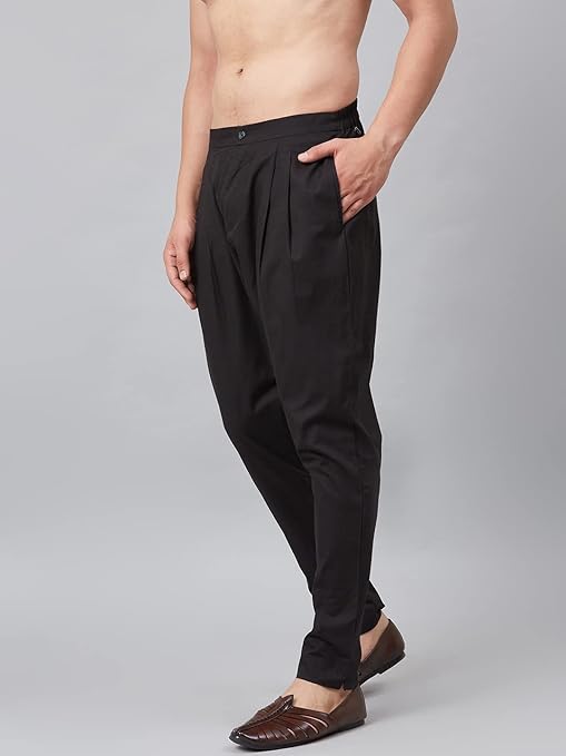 Men Black Solid Trouser Style Pyjamas, two side pockets | SHOBITAM