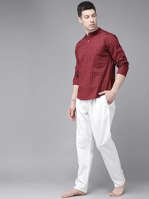 Men White Solid Pyjamas, two side pockets | SHOBITAM