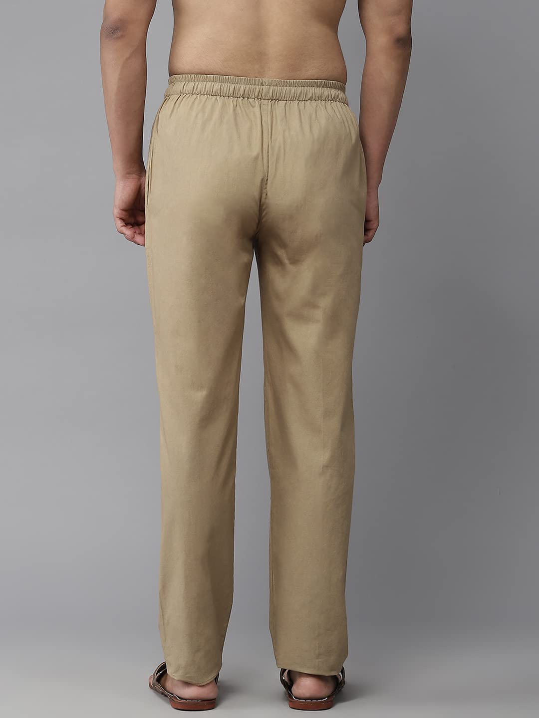 Men Khaki Solid Pyjamas, two side pockets  | SHOBITAM