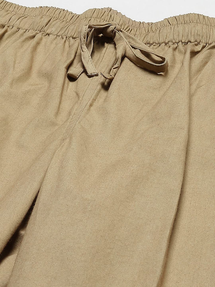 Men Khaki Solid Pyjamas, two side pockets  | SHOBITAM