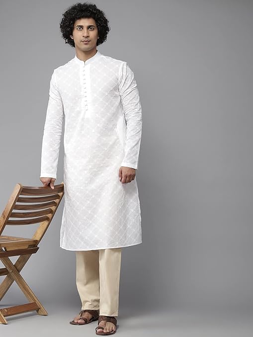 Men Beige Solid Pyjamas, two side pockets | SHOBITAM