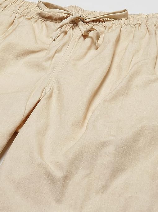 Men Beige Solid Pyjamas, two side pockets | SHOBITAM