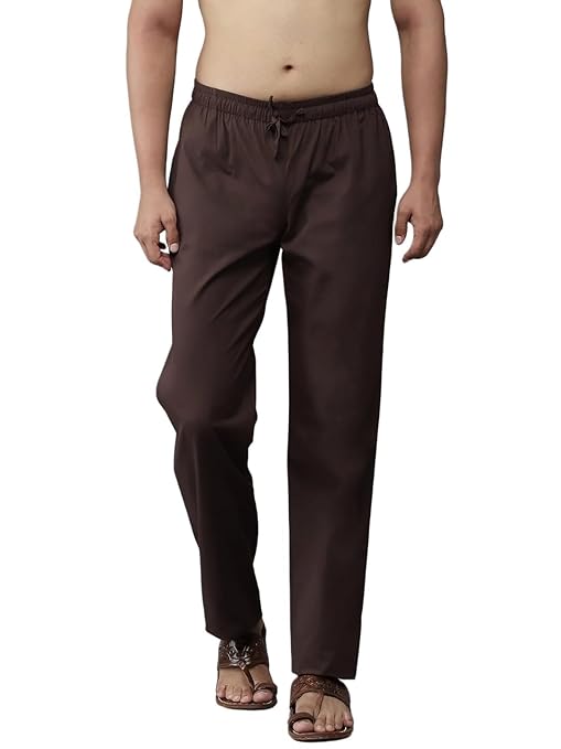 Men Brown Solid Pyjamas, two side pockets  | SHOBITAM