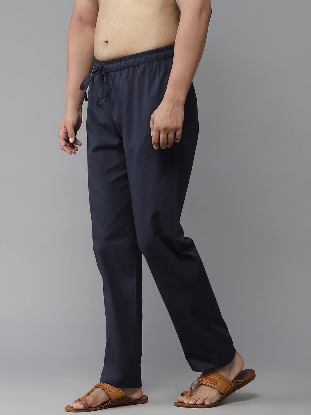 Men Navy Solid Pyjamas, two side pockets  | SHOBITAM
