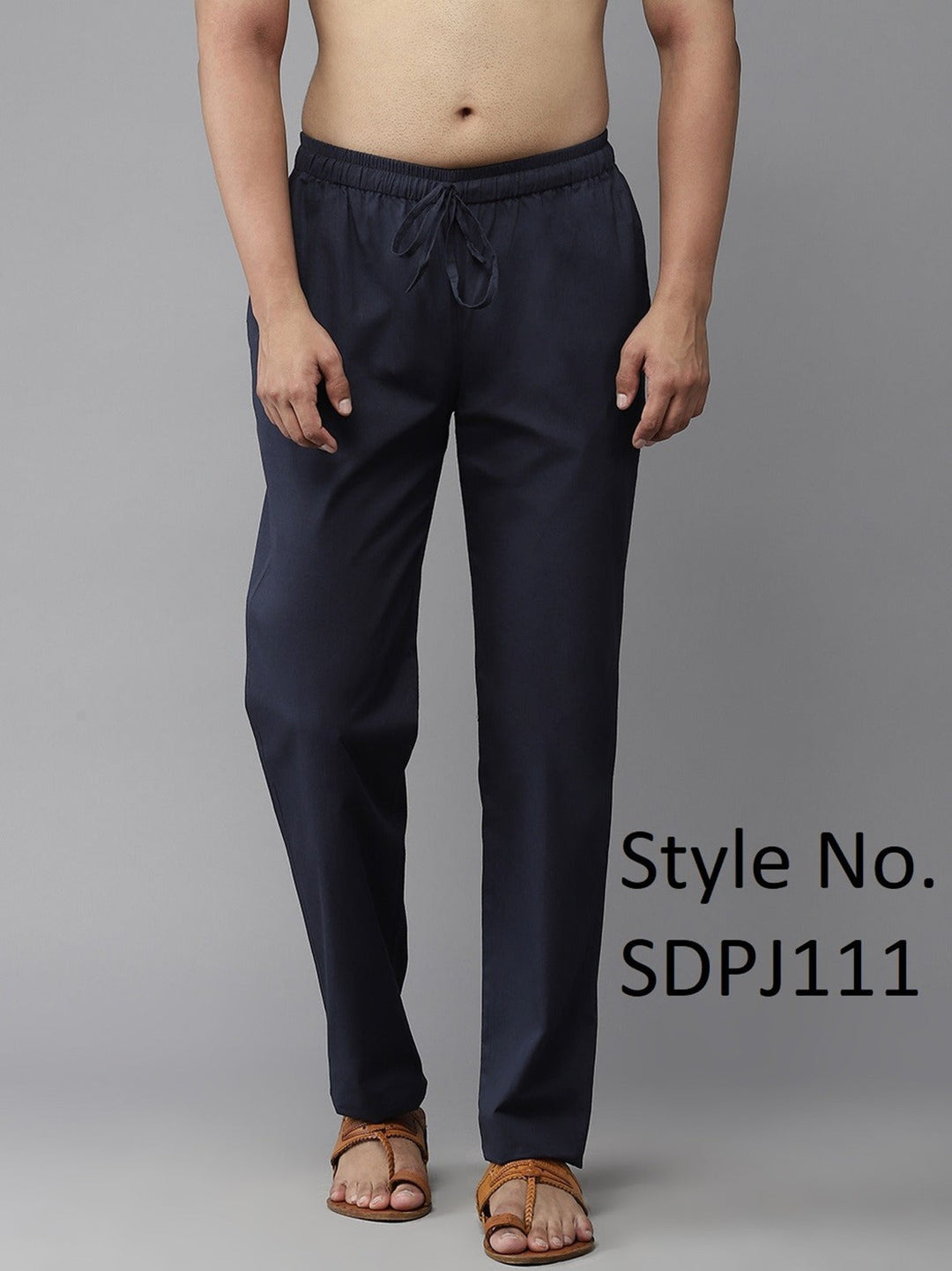 Men Navy Solid Pyjamas, two side pockets  | SHOBITAM