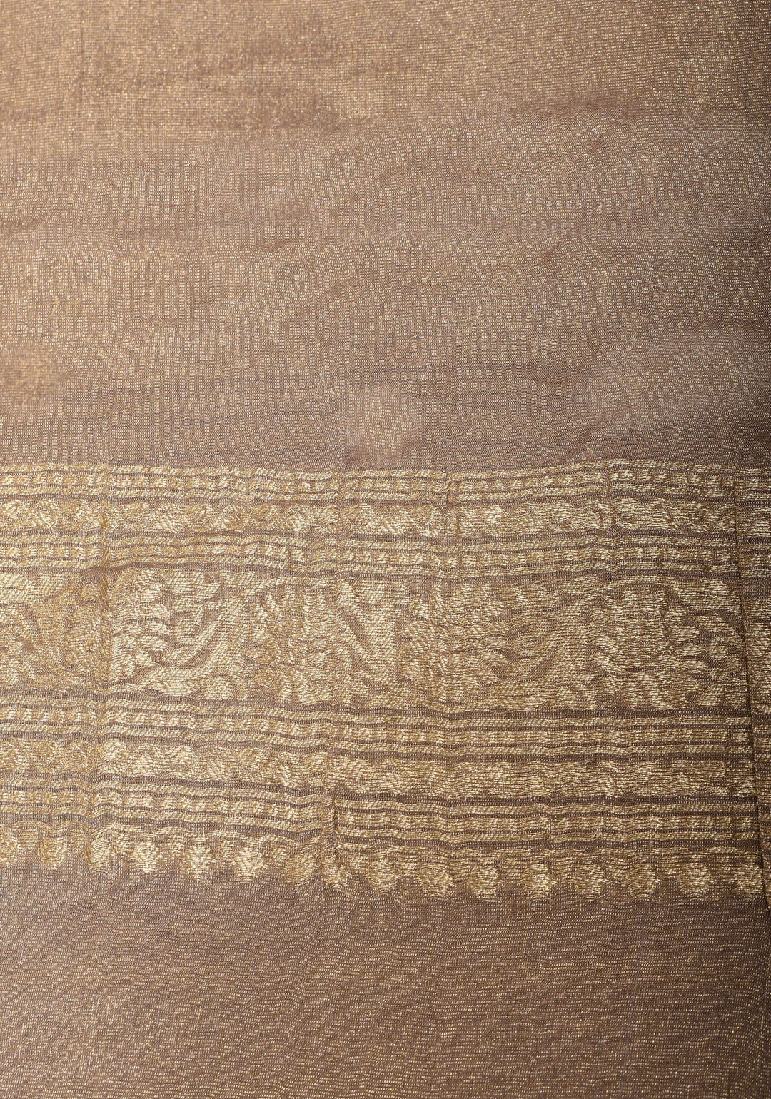 Tissue Mysore Silk Saree with Floral Jaal and Zari Border | SILK MARK CERTIFIED | SHOBITAM