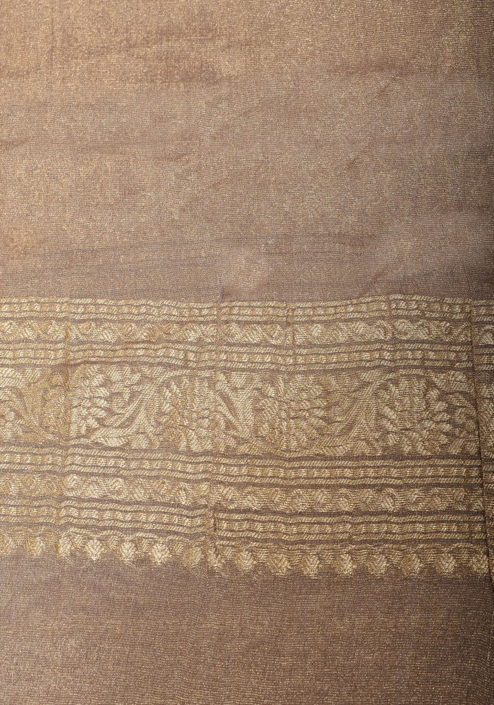 Tissue Mysore Silk Saree with Floral Jaal and Zari Border | SILK MARK CERTIFIED | SHOBITAM