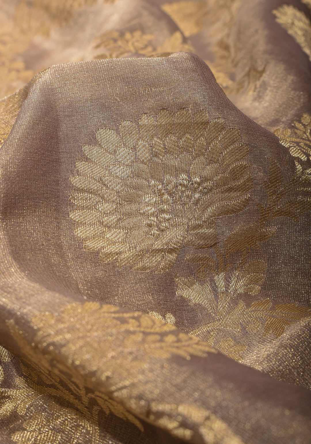Tissue Mysore Silk Saree with Floral Jaal and Zari Border | SILK MARK CERTIFIED | SHOBITAM
