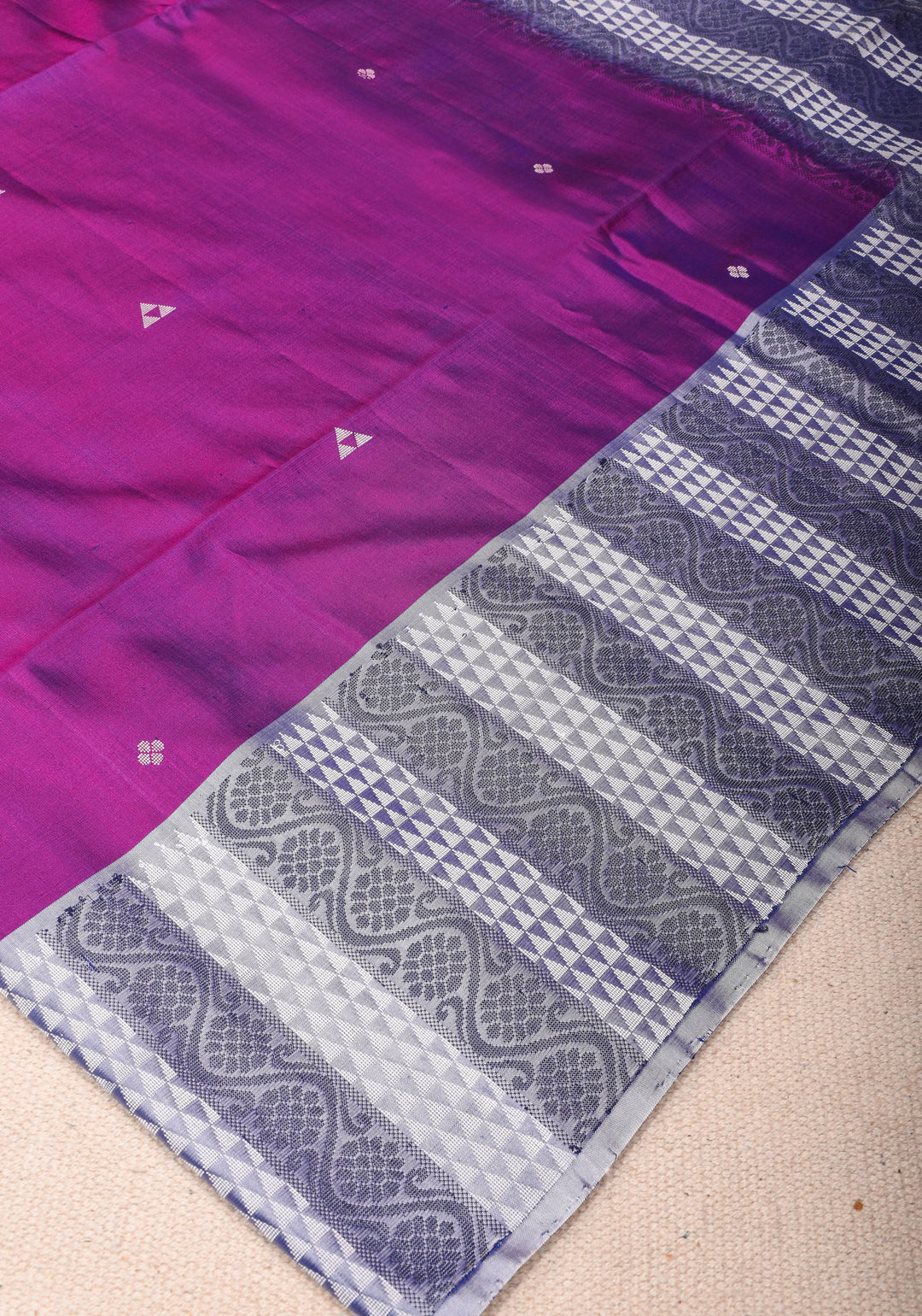 Kanjivaram Soft Silk Saree in Purple With Resham Border | SILK MARK CERTIFIED