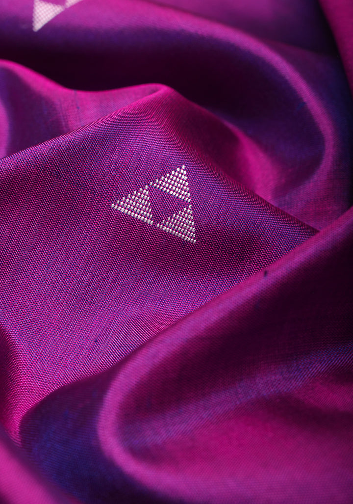 Kanjivaram Soft Silk Saree in Purple With Resham Border | SILK MARK CERTIFIED