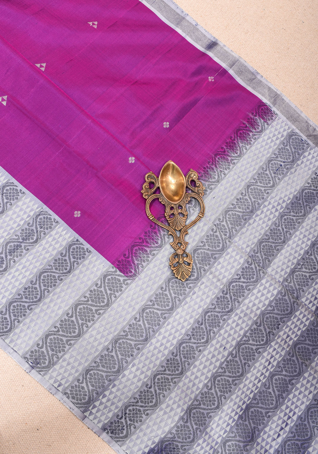Kanjivaram Soft Silk Saree in Purple With Resham Border | SILK MARK CERTIFIED