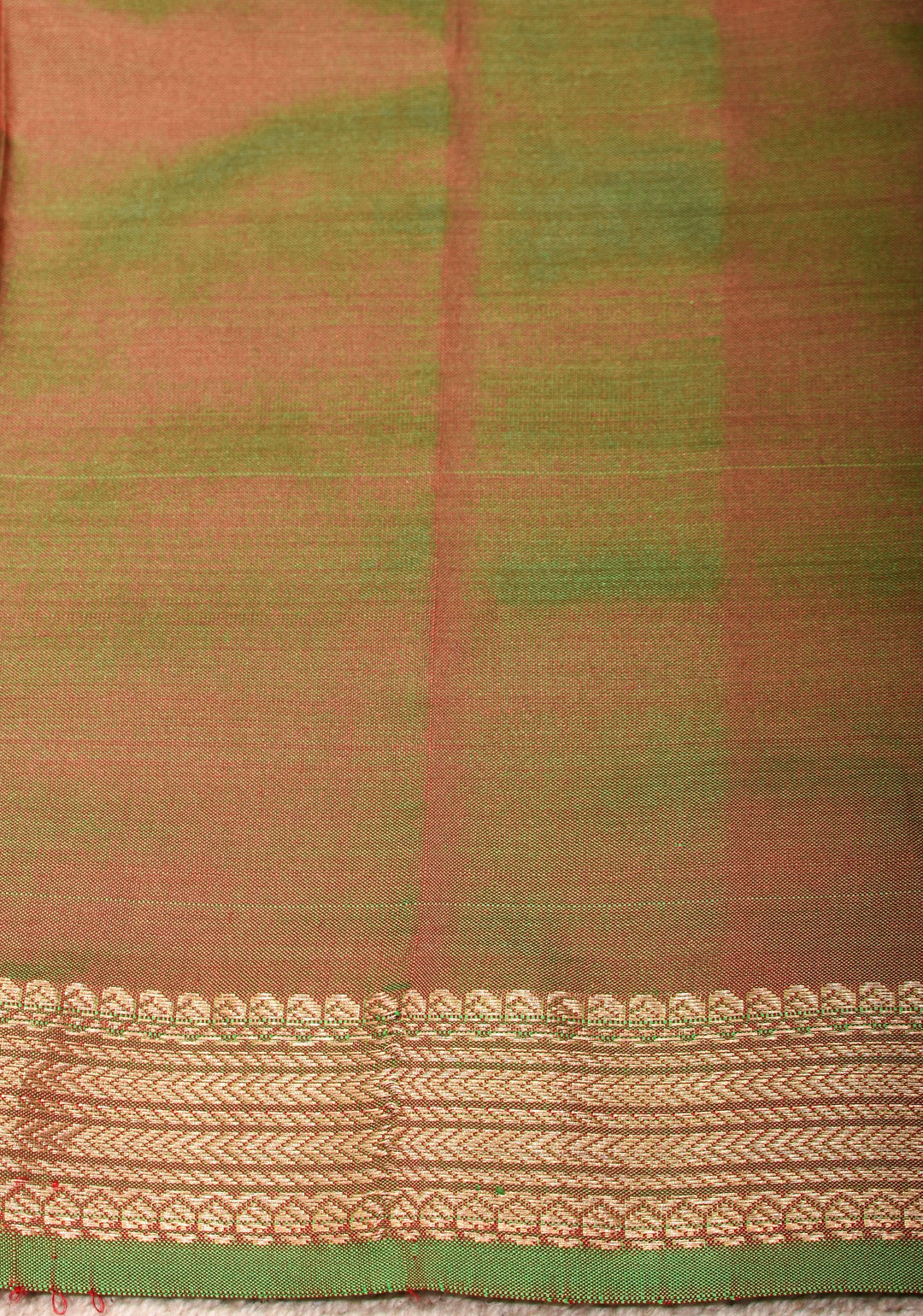 Rani Pink Kanjivaram Soft Silk Saree with Green Minimal Width Border | SILK MARK CERTIFIED