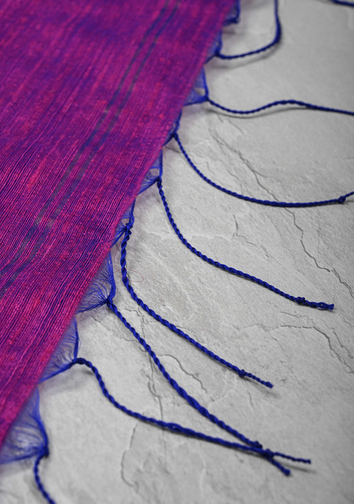 Purple Dual tone Matka Muslin Saree with pocket sequins and Paithani Style Pallu | SILK MARK CERTIFIED