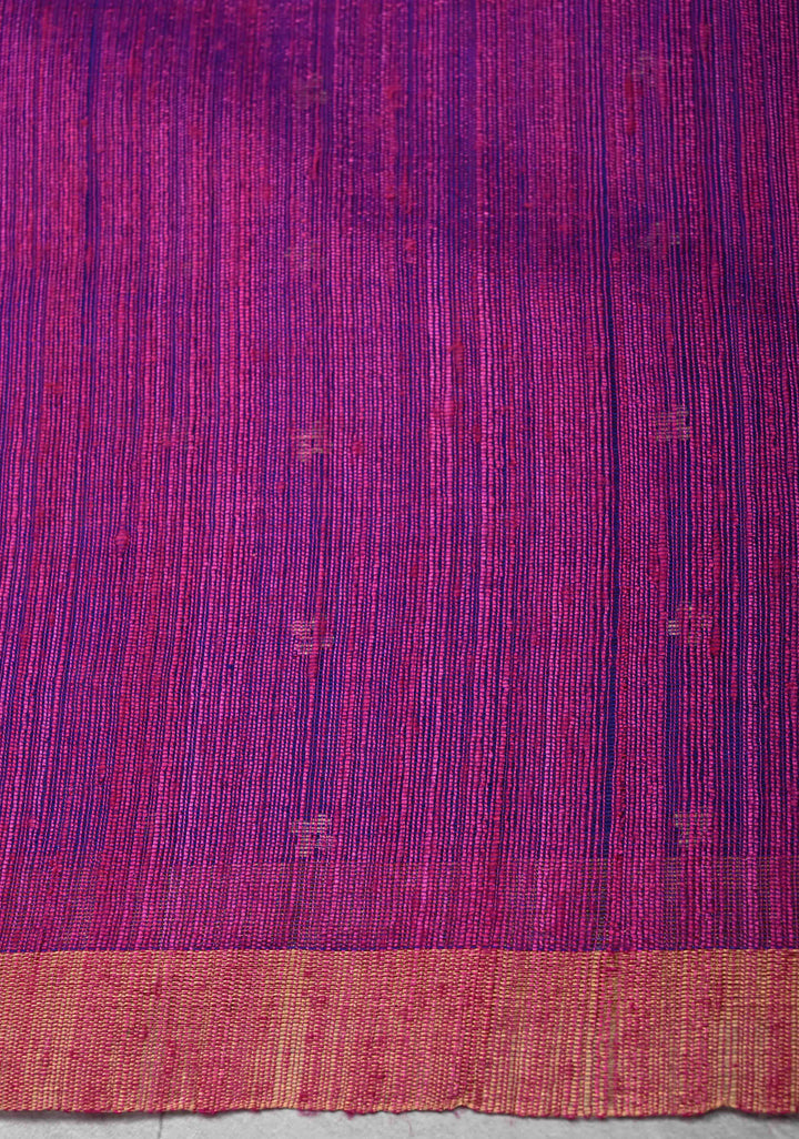 Purple Dual tone Matka Muslin Saree with pocket sequins and Paithani Style Pallu | SILK MARK CERTIFIED