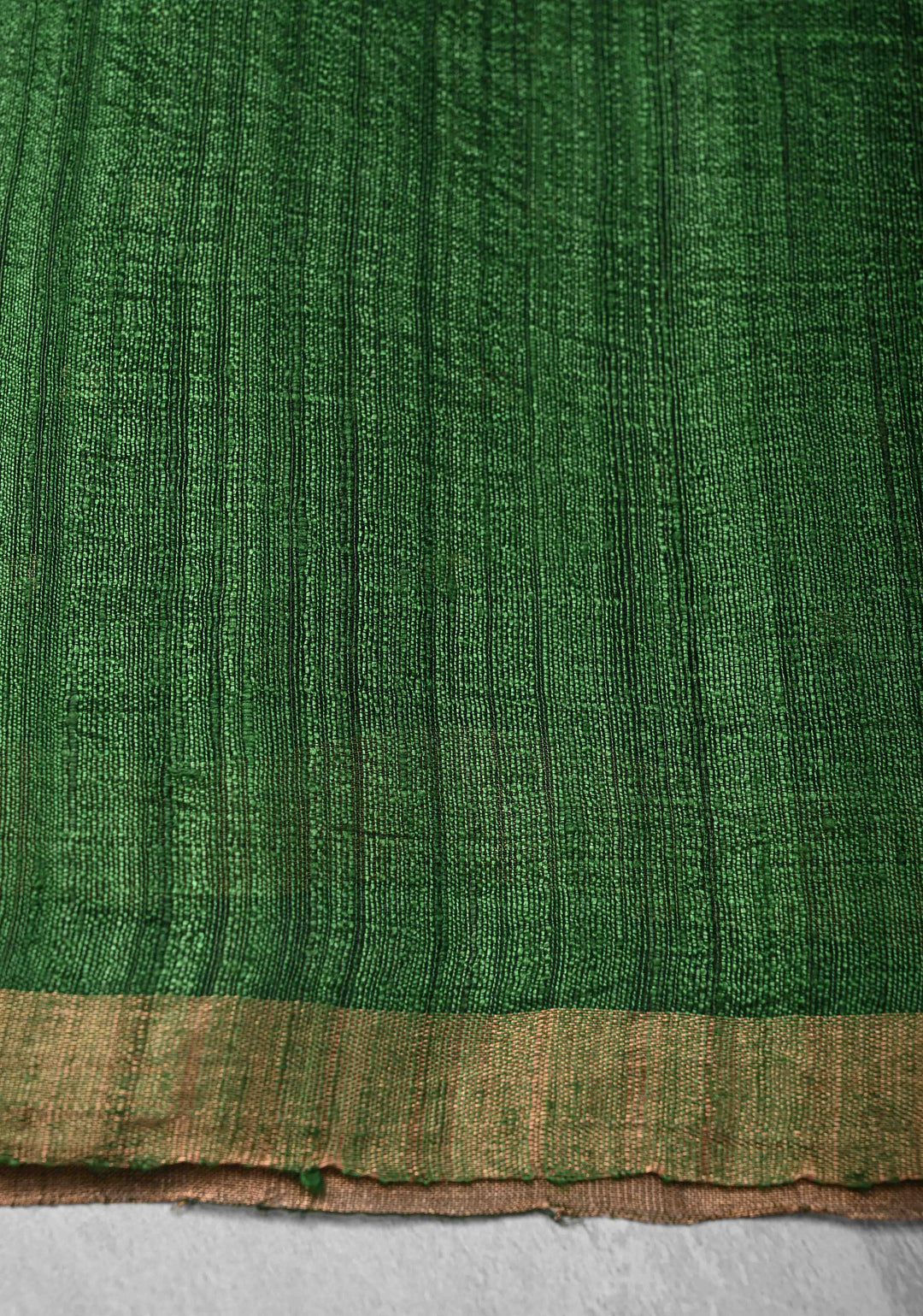 Bottle Green Matka Muslin Saree with pocket sequins and Paithani Style Pallu | SILK MARK CERTIFIED