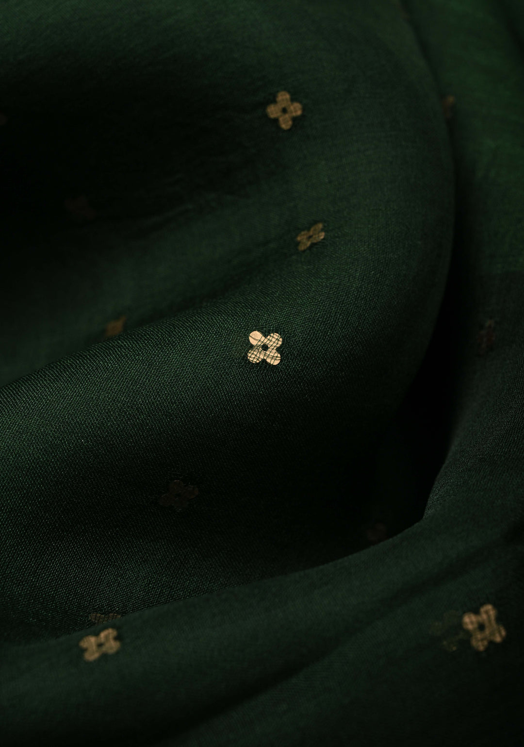 Bottle Green Matka Muslin Saree with pocket sequins and Paithani Style Pallu | SILK MARK CERTIFIED