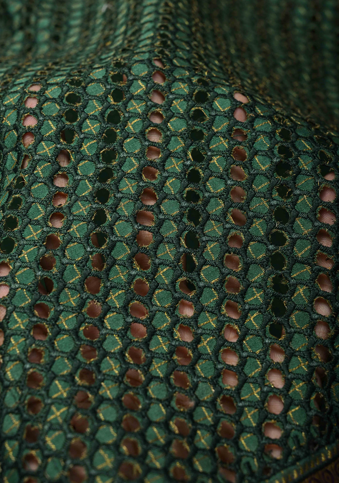 Green Handpainted Pen Kalamkari on Pure Mysore Silk Saree with Cutwork, Zari Checks and Patli Pallu | SILK MARK CERTIFIED