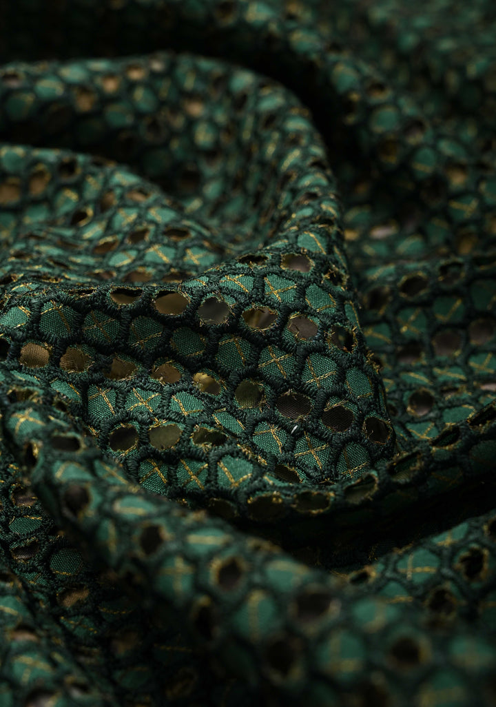 Green Handpainted Pen Kalamkari on Pure Mysore Silk Saree with Cutwork, Zari Checks and Patli Pallu | SILK MARK CERTIFIED