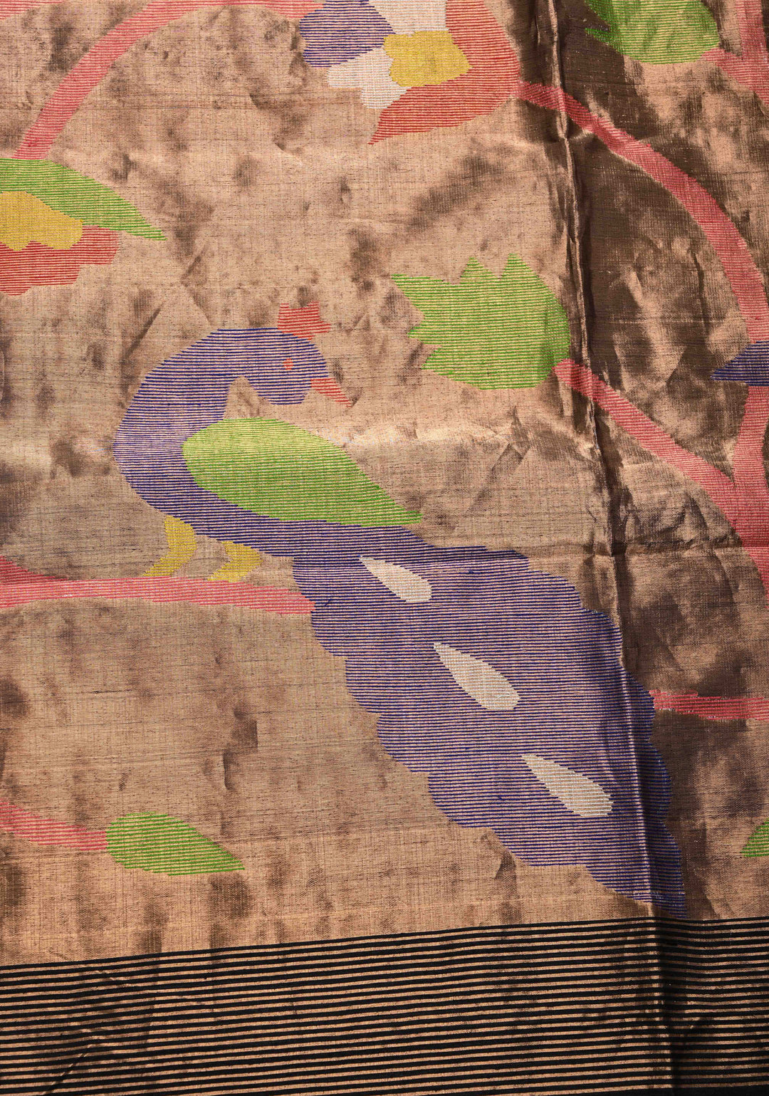 Black Matka Muslin Saree with pocket sequins and Paithani Style Pallu | SILK MARK CERTIFIED