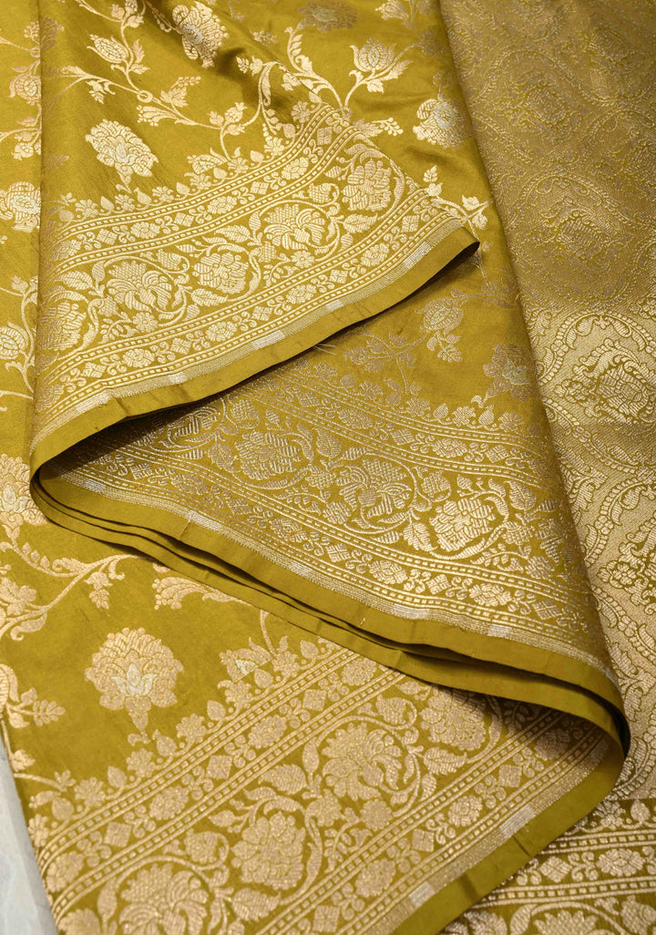 Mint Green Pure Benaras Silk Saree Heena With Meenakari Floral Jaal and Zari Border| SILK MARK CERTIFIED