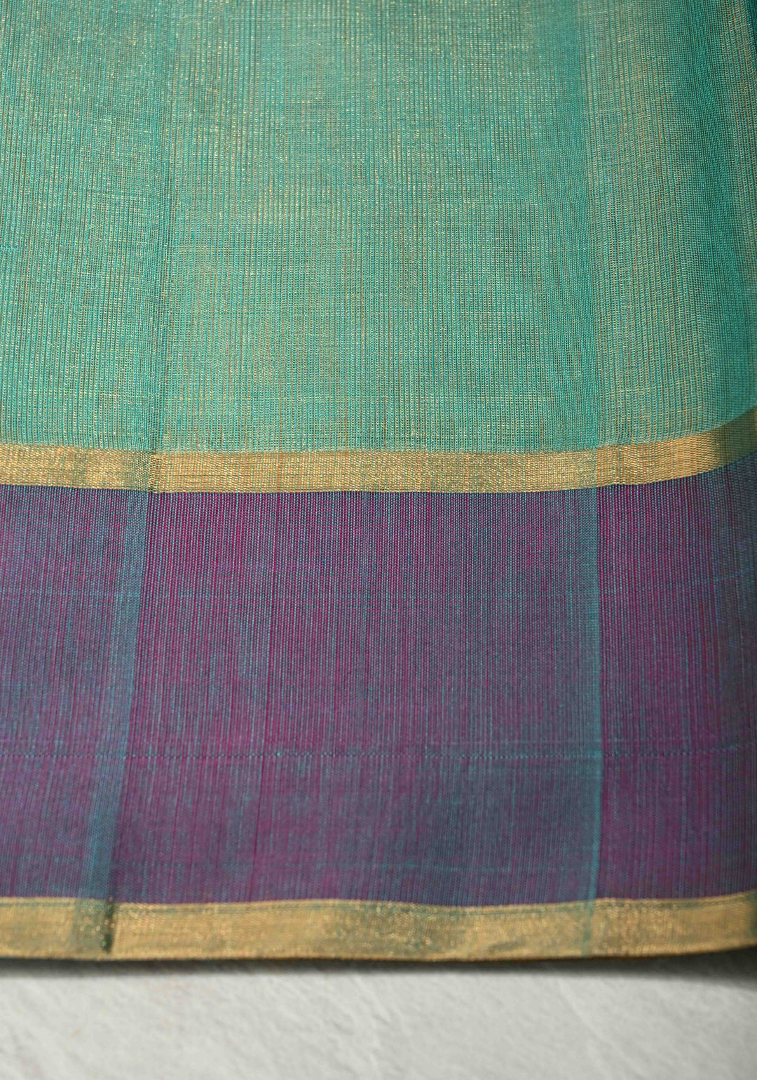 Turquoise Blue Tissue Chanderi Silk Cotton Saree Jharna