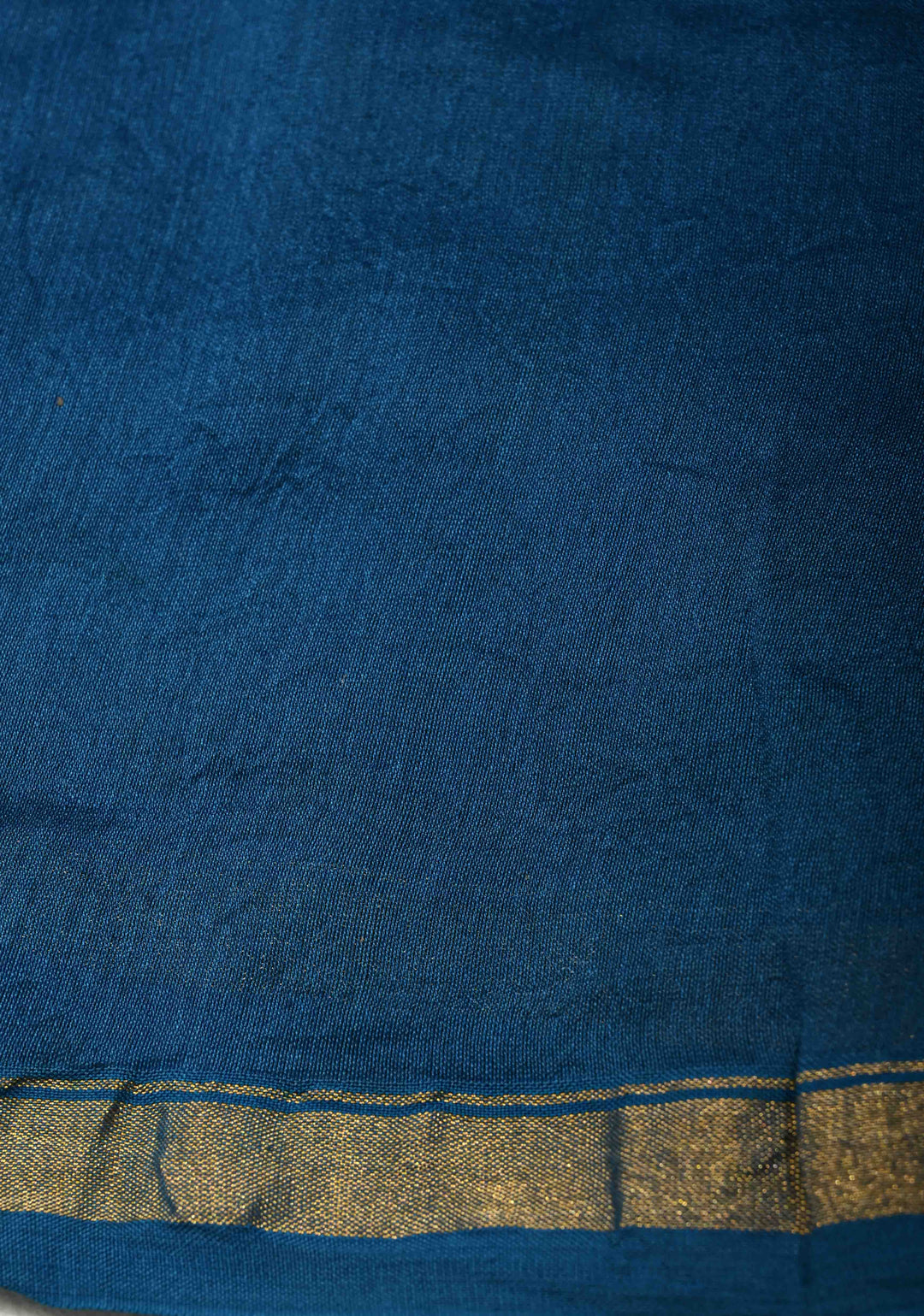 Yellow Blue Shibori Bagru Handblock Chanderi Silk Cotton Saree with Minimal Zari Border