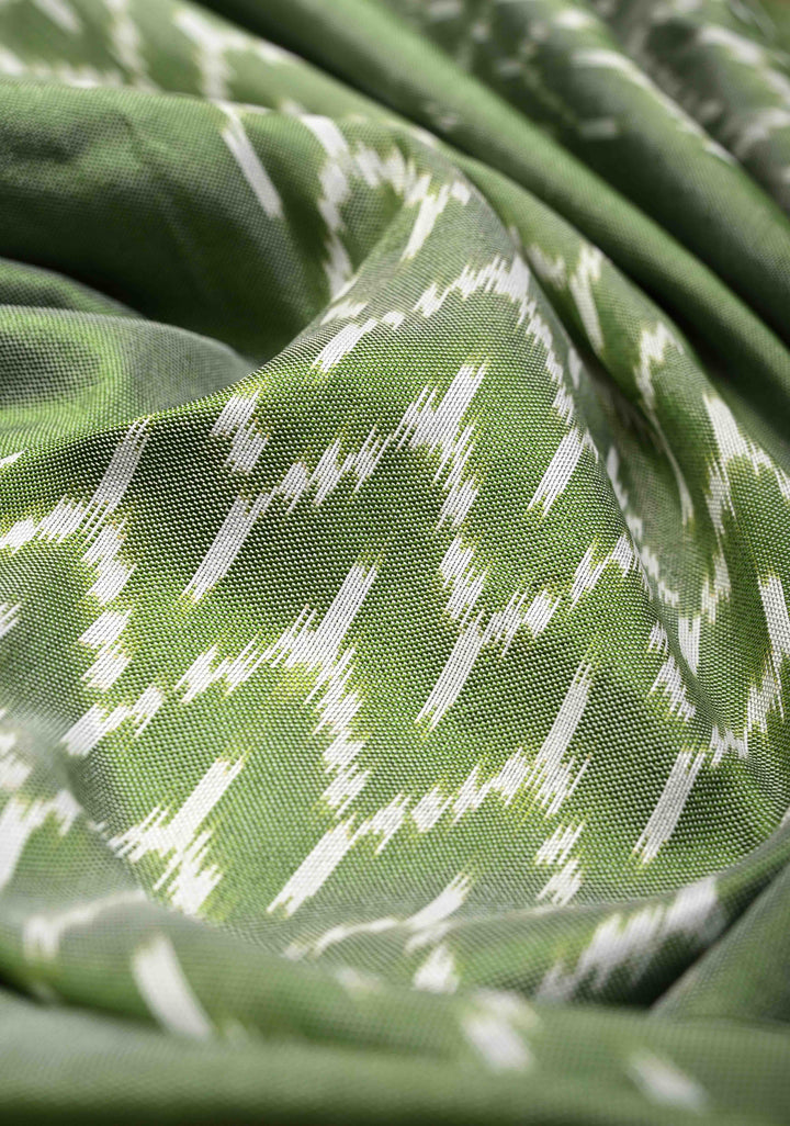 Green With Red Pochampally Ikkat Silk Saree Sindoora with Zari Border | SILK MARK CERTIFIED