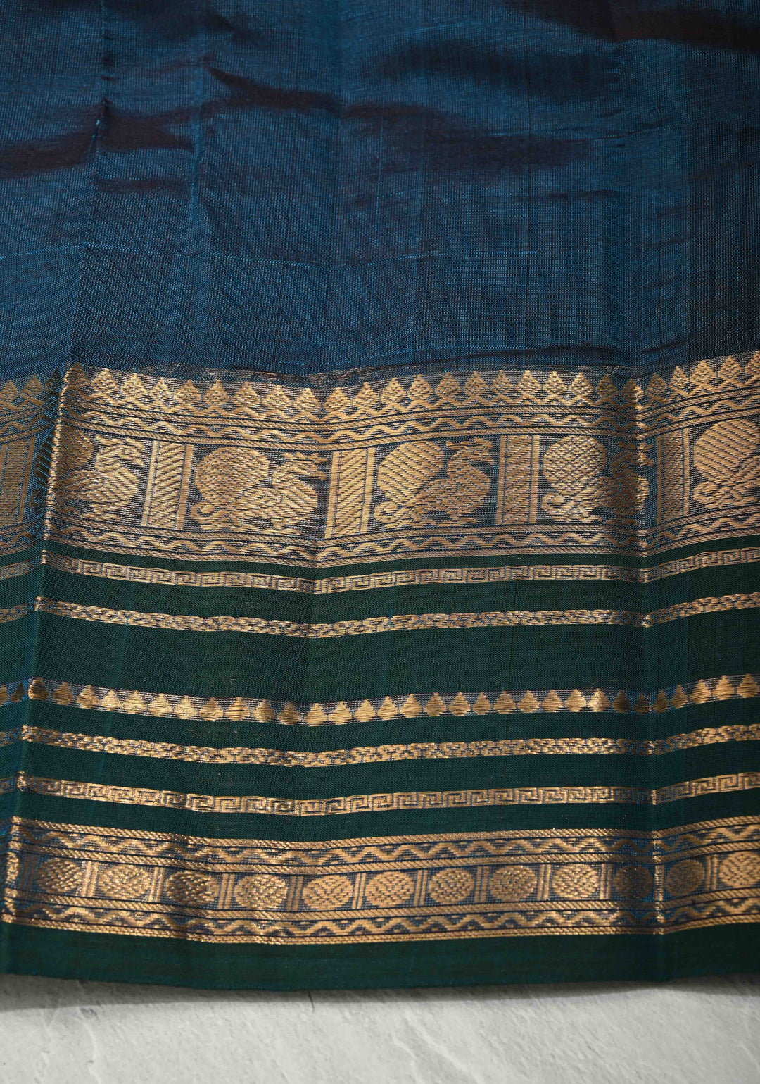 Blue Veldhari Kanchi Silk Cotton Handloom Saree Meghamalhar