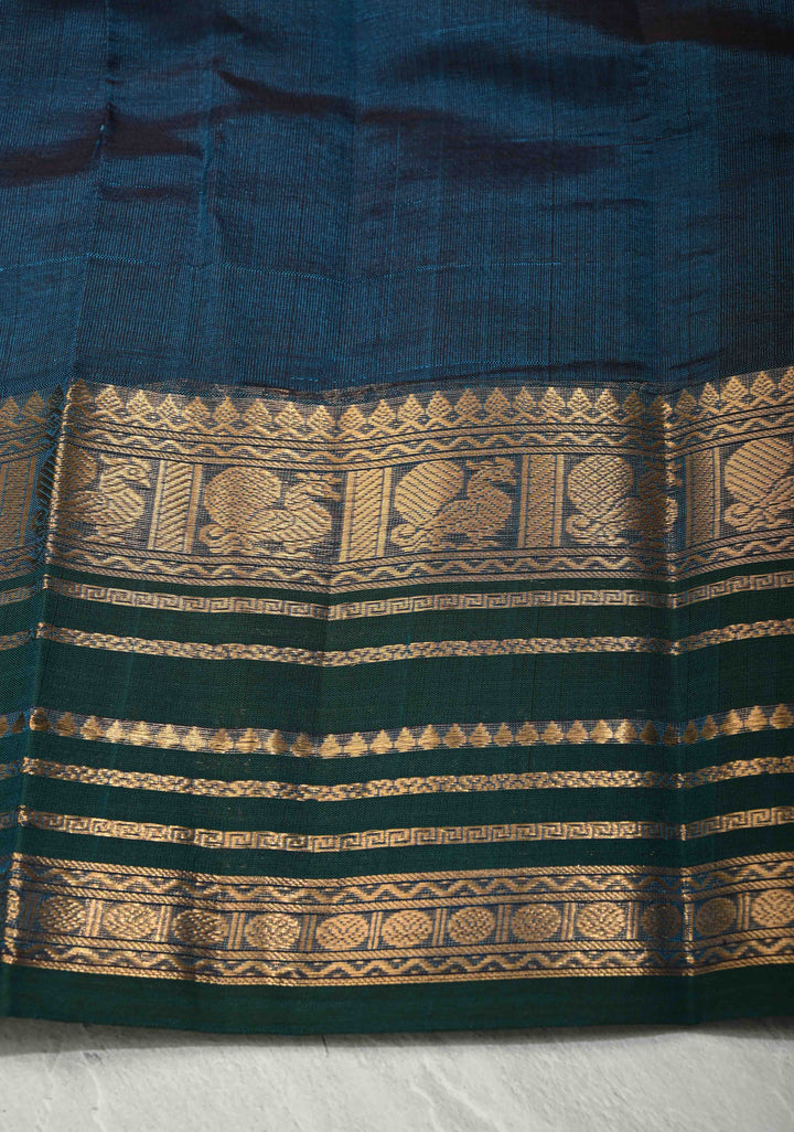 Blue Veldhari Kanchi Silk Cotton Handloom Saree Meghamalhar