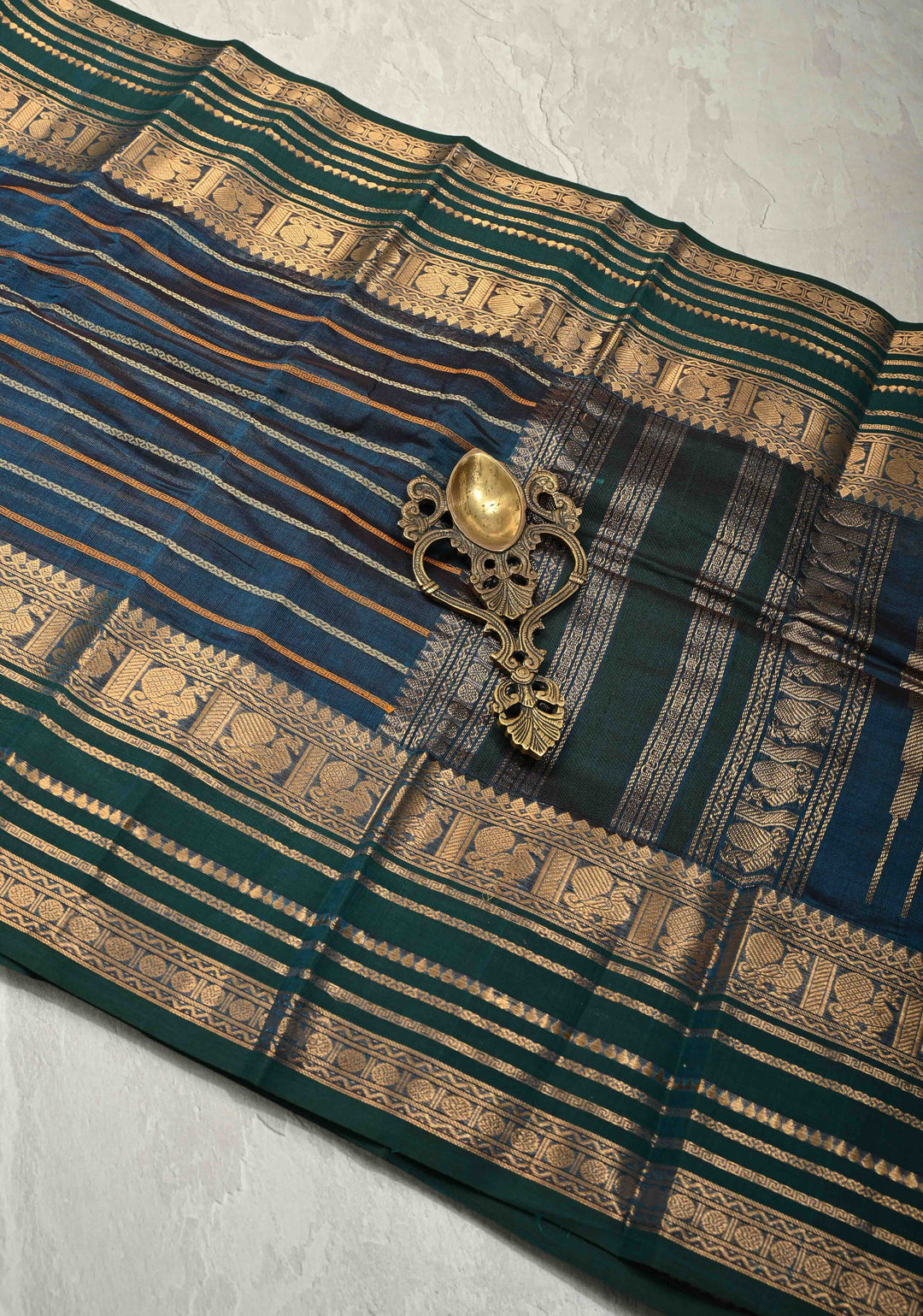 Blue Veldhari Kanchi Silk Cotton Handloom Saree Meghamalhar