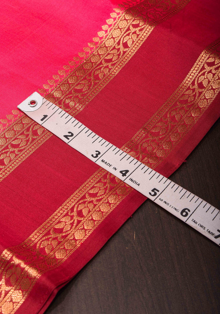 Coral Pink Kanjivaram Soft Silk Saree with Maroon Contrast and Zari Detailing   | SILK MARK CERTIFIED