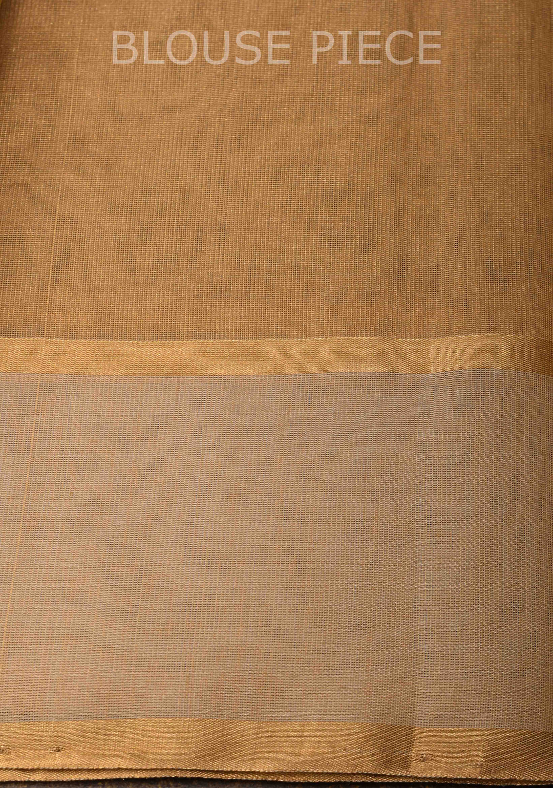 Golden Chanderi Silk Cotton Saree With  Zari Stripes Border