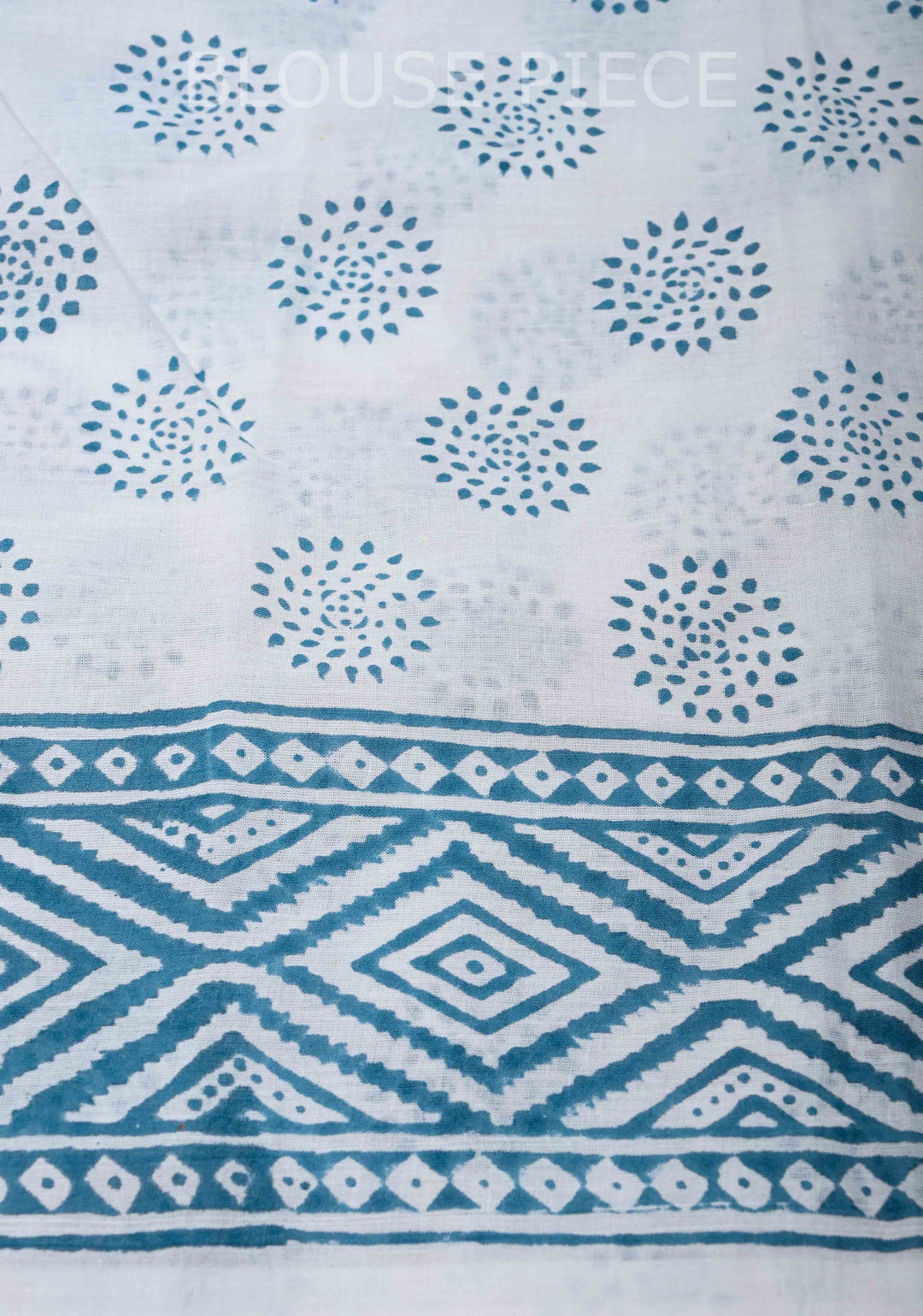 Brown Floral Bagru Handblock Printed Mul Cotton Saree
