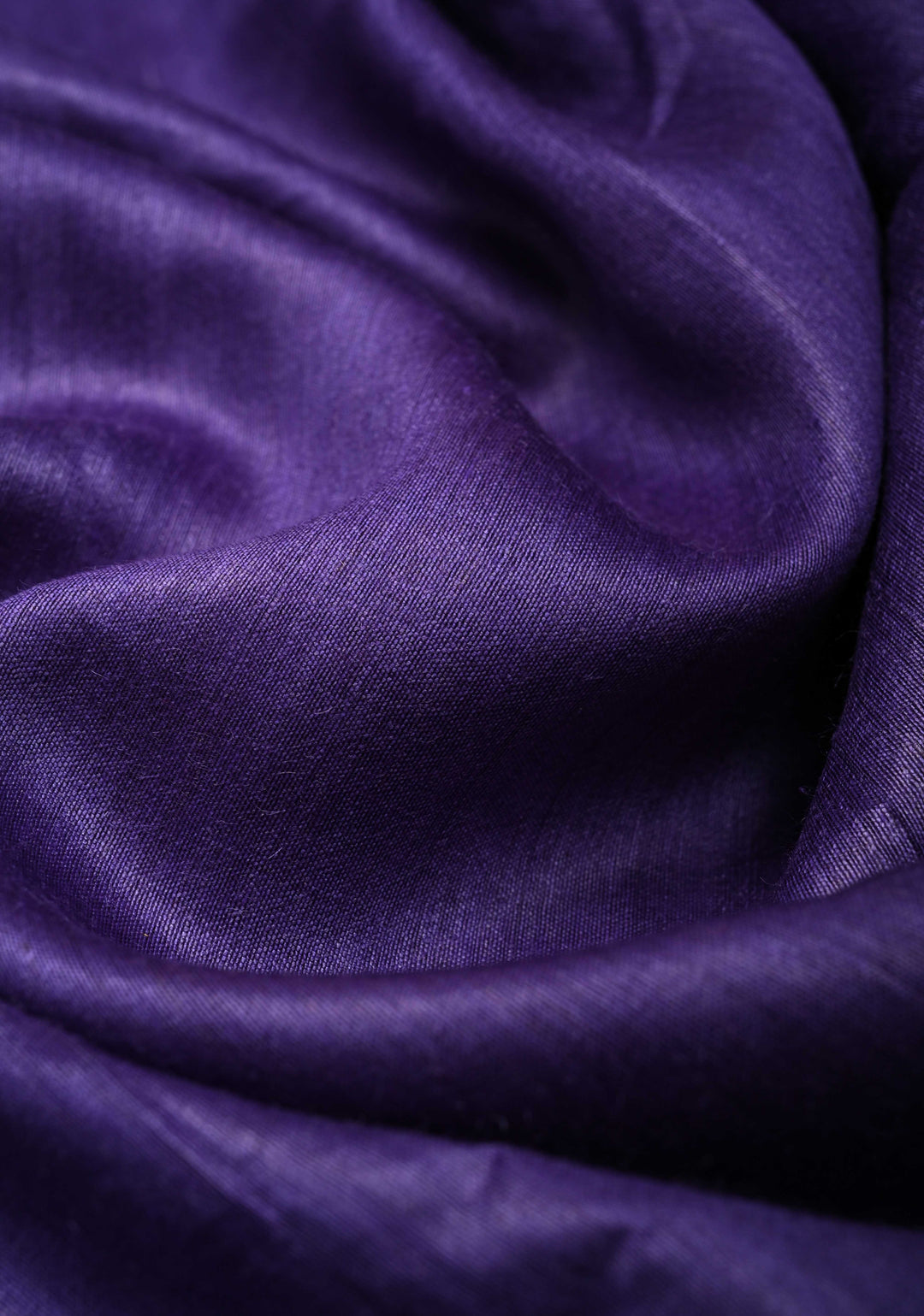 Deep Purple Bhagalpur Tussar Handwoven Silk Saree with Muted Zari Border | SILK MARK CERTIFIED