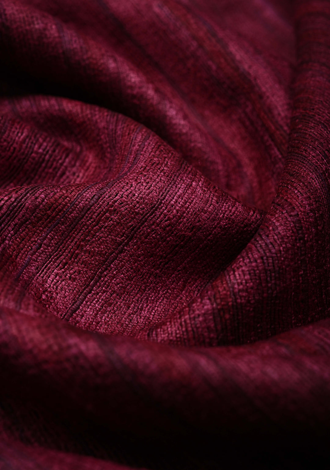 Wine Bhagalpur Tussar Handwoven Silk Saree with Muted Zari Border | SILK MARK CERTIFIED