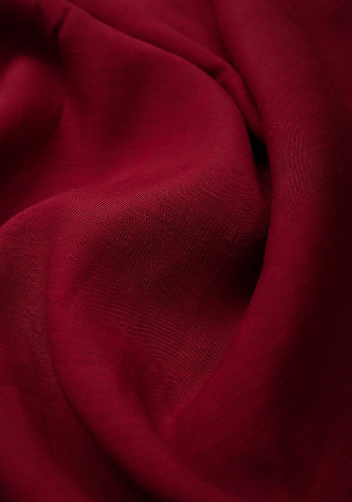 Maroon Authentic Pen kalamkari on Pure Chennuri Silk Saree with Floral Border