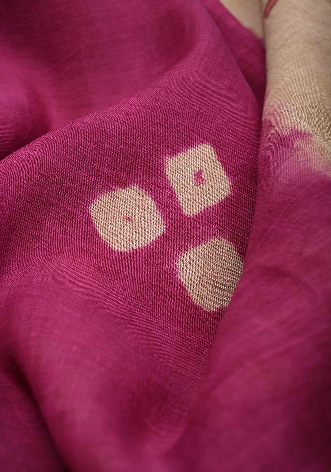 Pre-Order Floral Theme : Bandhini Magenta Authentic Pen Kalamkari on Mangalagiri Silk Cotton Fusion Saree with Zari Borders